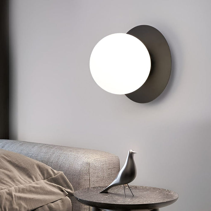 Round Glass Ball LED Wall Sconce Modern Gold Black Bedroom Living Room 12W | NordaLight