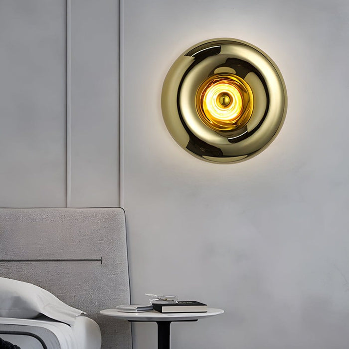 Round Glass Wall Sconce Luxury Decorative Modern E27 Bedroom Living Room Gold Rose Gold | NordaLight
