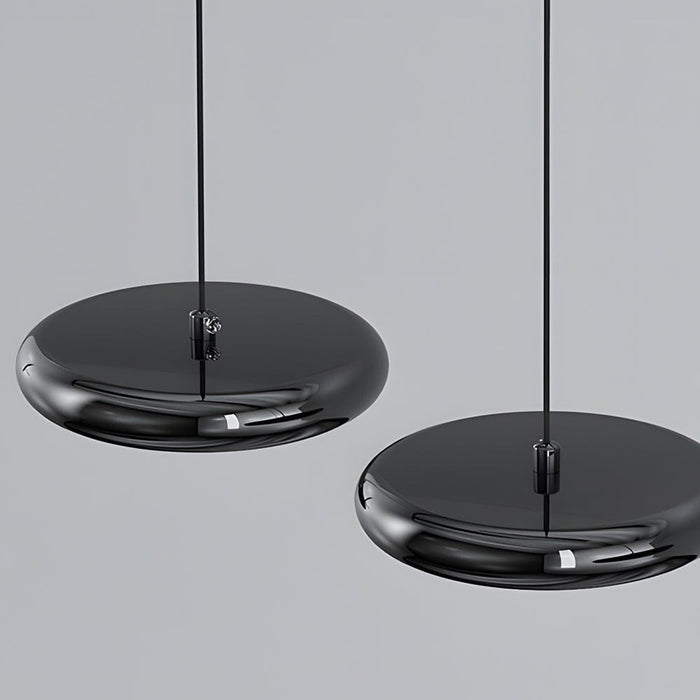 Round Iron and Acrylic Disc Pendant Light in Black or Chrome with 3-Step Colour Temperature | NordaLight