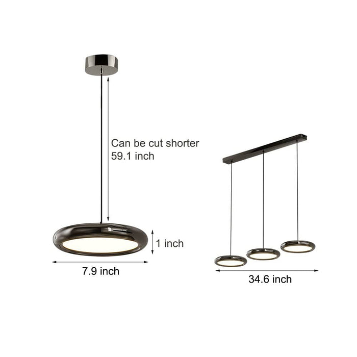 Round Iron and Acrylic Disc Pendant Light in Black or Chrome with 3-Step Colour Temperature | NordaLight