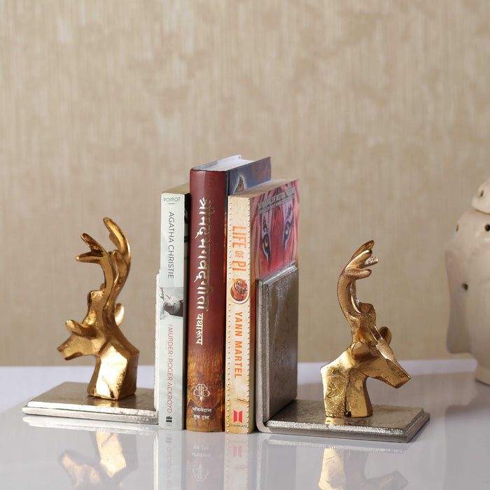 Rustic Deer Antler Bookend for Shelves