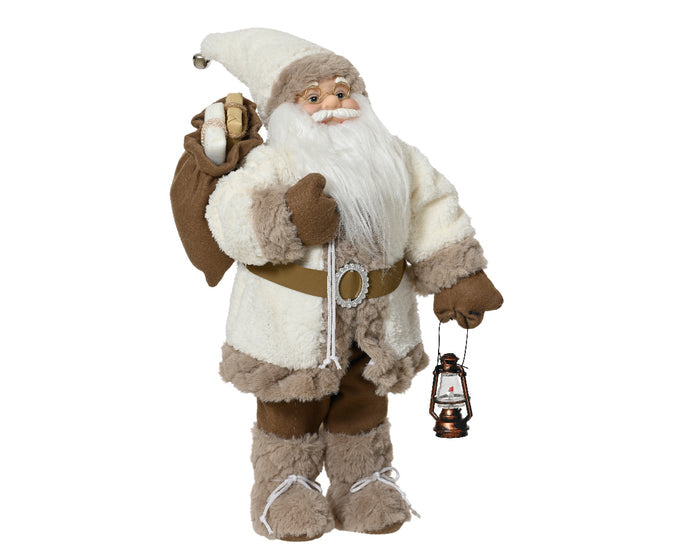 Santa with Bag and Lantern 30cm