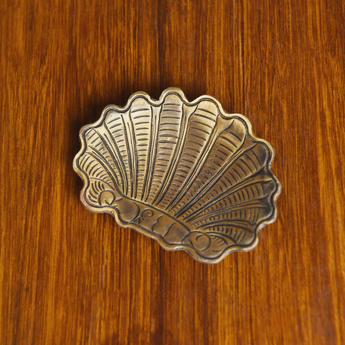 Scallop Shell Repoussé Burnished Brass Trivet & Catchall