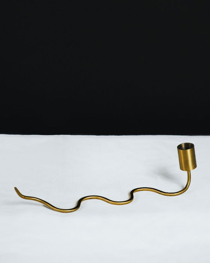 Serpentine Burnished Brass Taper Candle Holder