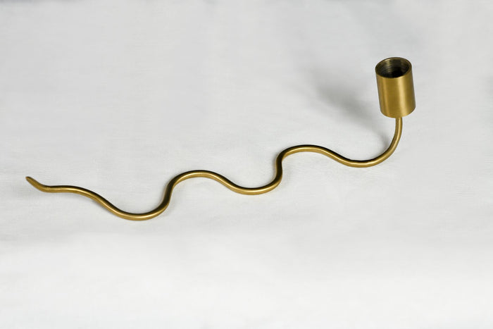 Serpentine Burnished Brass Taper Candle Holder