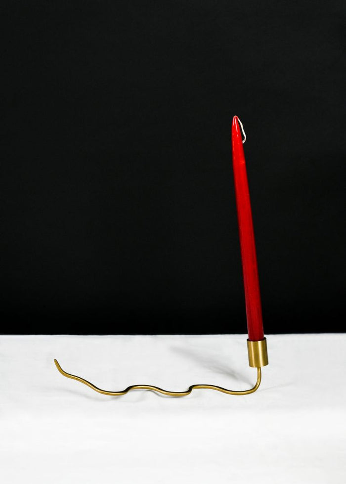 Serpentine Burnished Brass Taper Candle Holder