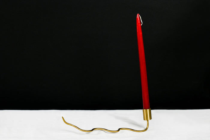 Serpentine Burnished Brass Taper Candle Holder