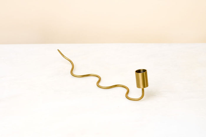 Serpentine Burnished Brass Taper Candle Holder