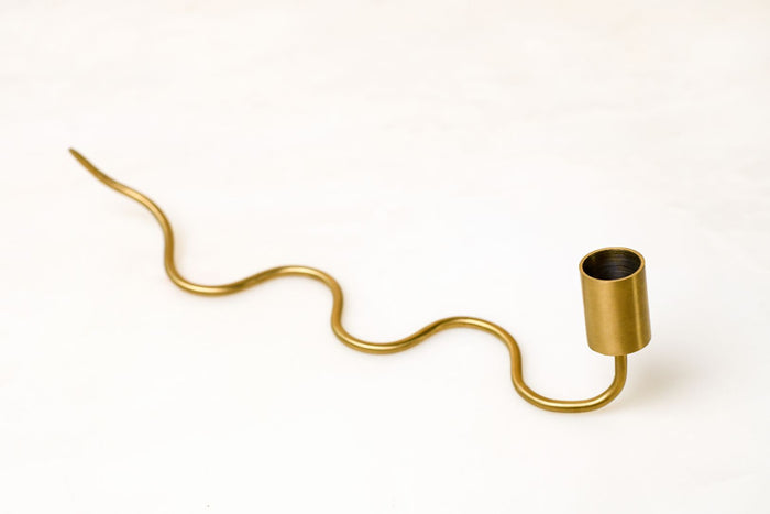 Serpentine Burnished Brass Taper Candle Holder