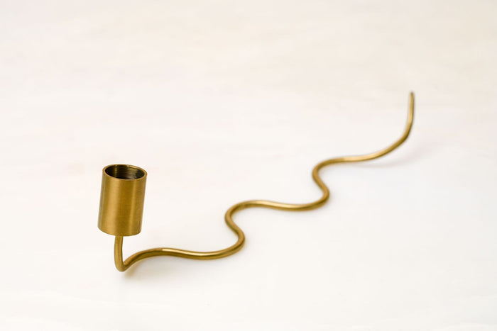 Serpentine Burnished Brass Taper Candle Holder