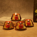 Sharingan Roshni: Gold & Black T-Light Holder for Mystical Aura