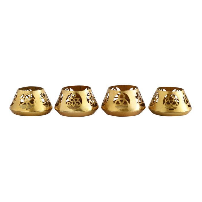 Sharingan Roshni: Gold & Black T-Light Holder for Mystical Aura
