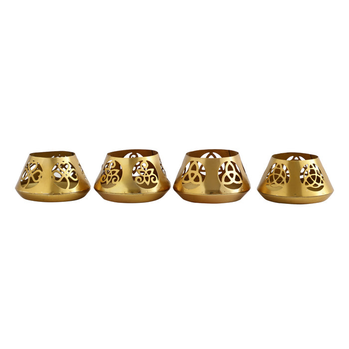 Sharingan Roshni: Gold & Black T-Light Holder for Mystical Aura