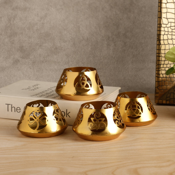 Sharingan Roshni: Gold & Black T-Light Holder for Mystical Aura