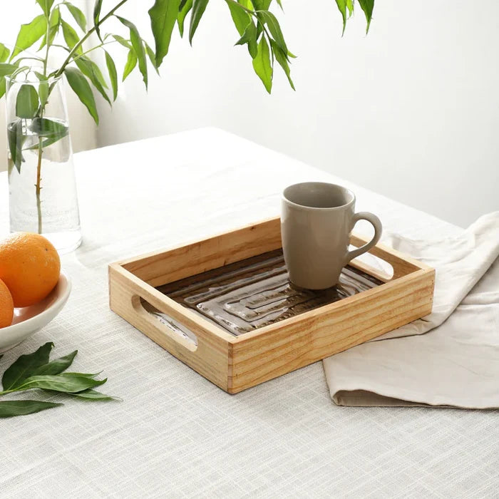 Sleek Hugo Brown Serving Glass Tray | Ideal for Home Styling and Organization