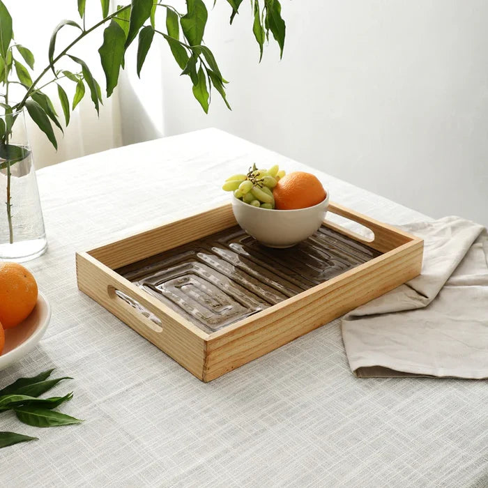 Sleek Hugo Brown Serving Glass Tray | Ideal for Home Styling and Organization
