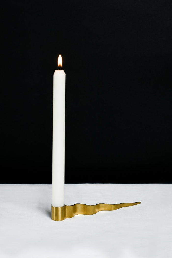 Slithering Snake Polished Brass Taper Candle Holder