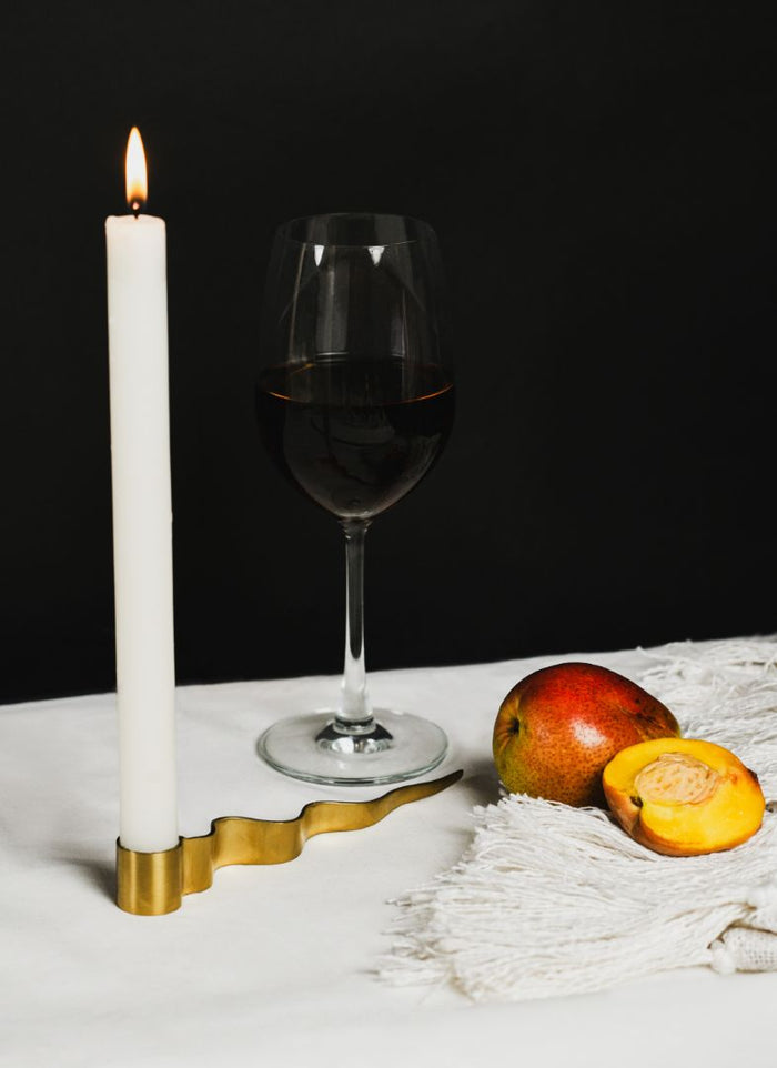 Slithering Snake Polished Brass Taper Candle Holder