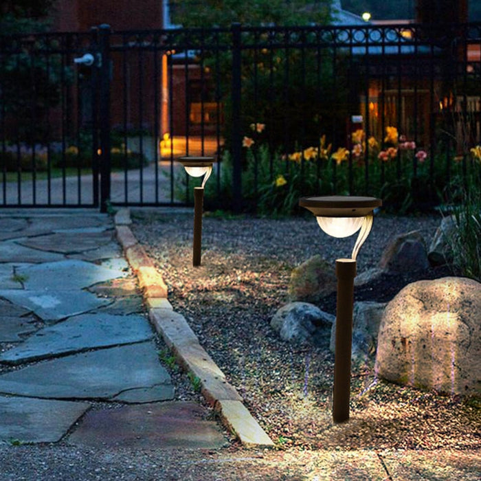 Solar Garden Stake Light Modern Floating Aura LED Stainless Steel Dusk to Dawn Gray | NordaLight