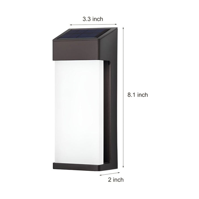 Solar Outdoor Wall Sconce Black Frosted Glass LED 3000K 2-Pack Entrance Porch | NordaLight