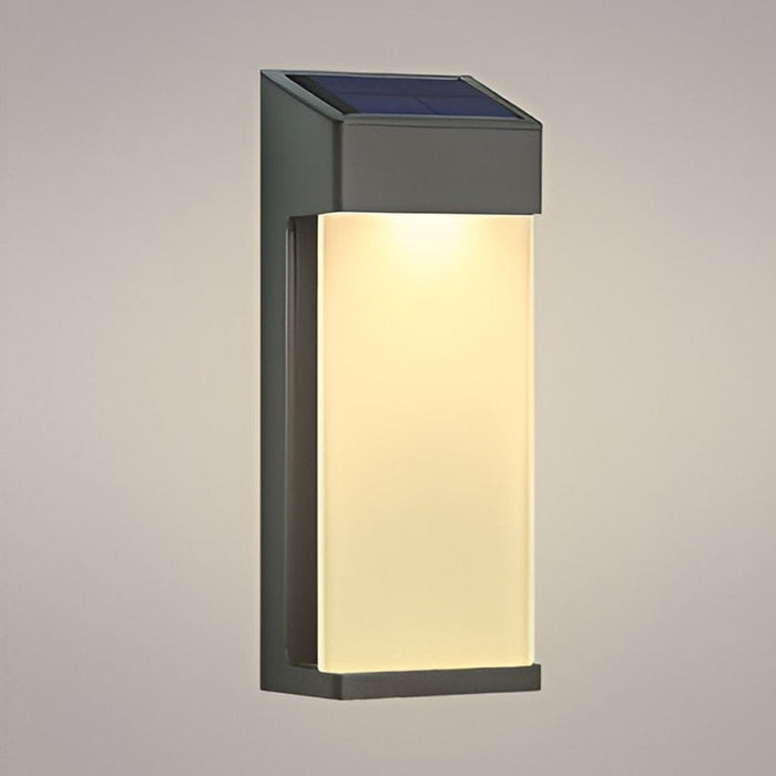 Solar Outdoor Wall Sconce Black Frosted Glass LED 3000K 2-Pack Entrance Porch | NordaLight