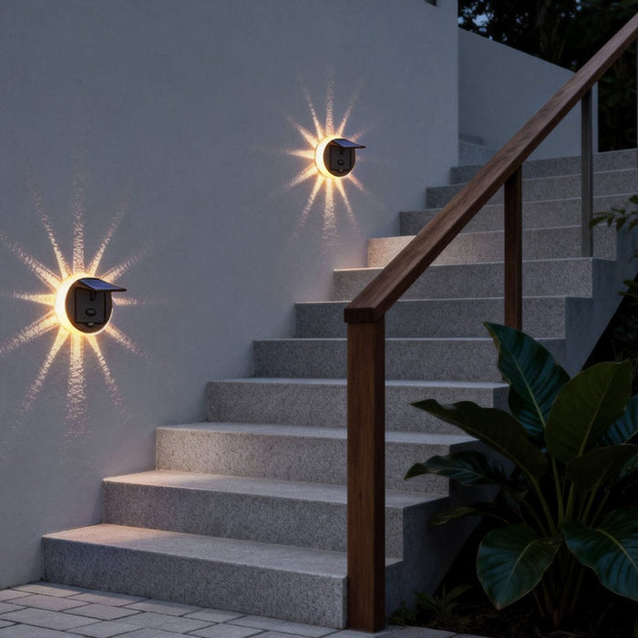 Solar Petal Sunburst Outdoor Wall Sconce ABS Acrylic RGB Remote 3 Light Modes IP44 Courtyard Garden Villa | NordaLight