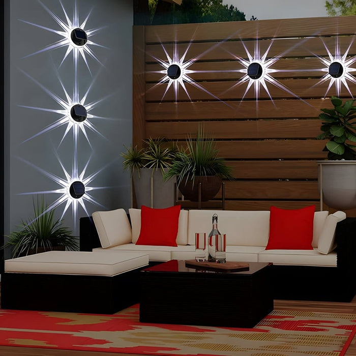 Solar Petal Sunburst Outdoor Wall Sconce ABS Acrylic RGB Remote 3 Light Modes IP44 Courtyard Garden Villa | NordaLight