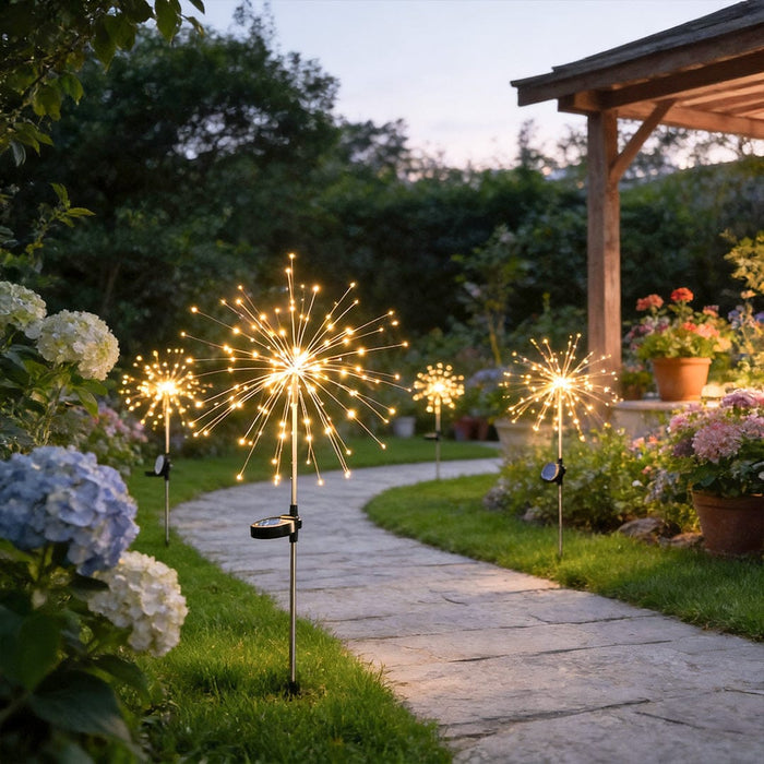 Solar Starburst Garden Lights 200 LED Firework Stake Lights Outdoor IP65 | NordaLight