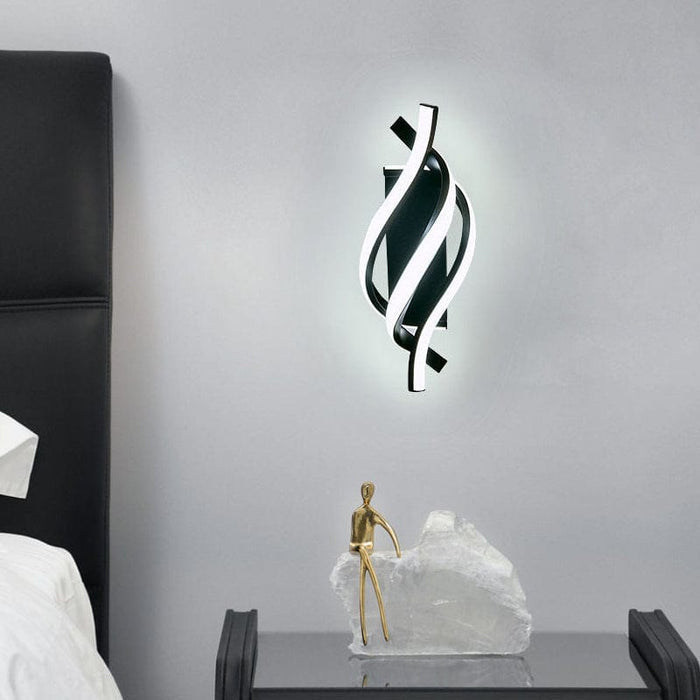 Spiral LED Wall Sconce Sculptural Metal 3CCT Hardwired Bedroom Hallway Black White | NordaLight