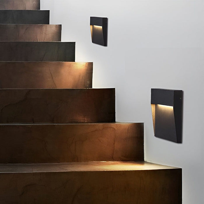 Square Stair Lights Minimalist Aluminum Glass LED Outdoor Step Wall Mount 3W IP65 | NordaLight