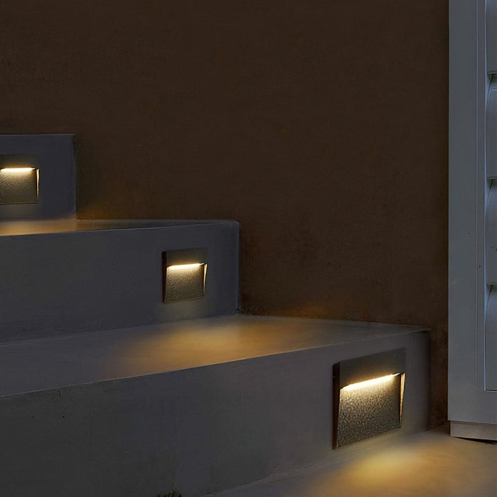 Square Stair Lights Minimalist Aluminum Glass LED Outdoor Step Wall Mount 3W IP65 | NordaLight