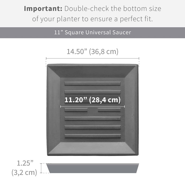 Square Universal Saucer - 14.5in Ext., 11.2in Int. - Caviar Black - Caviar Black,14.5" Ext. (11.2" Int.)