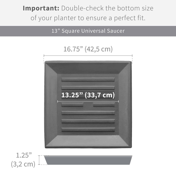 Square Universal Saucer - 16.8in Ext., 13.3in Int. - Caviar Black - Caviar Black,16.8" Ext. (13.3" Int.)