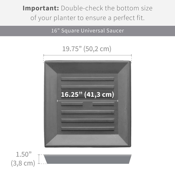 Square Universal Saucer - 19.8in Ext., 16.3in Int. - Caviar Black - Caviar Black,19.8" Ext. (16.3" Int.)