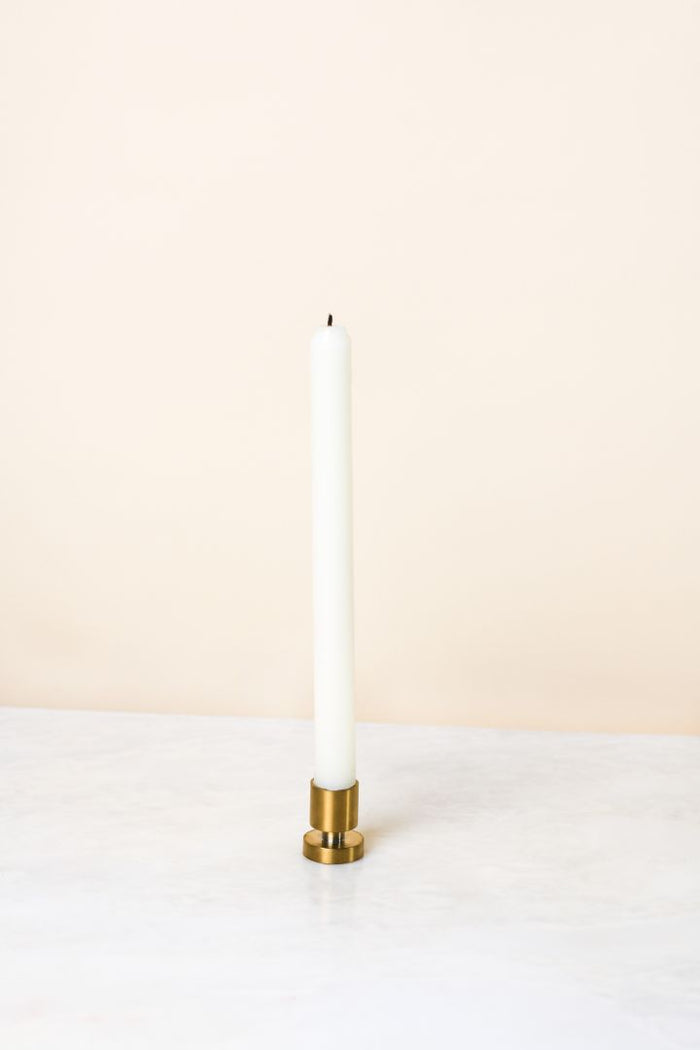 Stela Petite Column Antique Brass Taper Candle Holder
