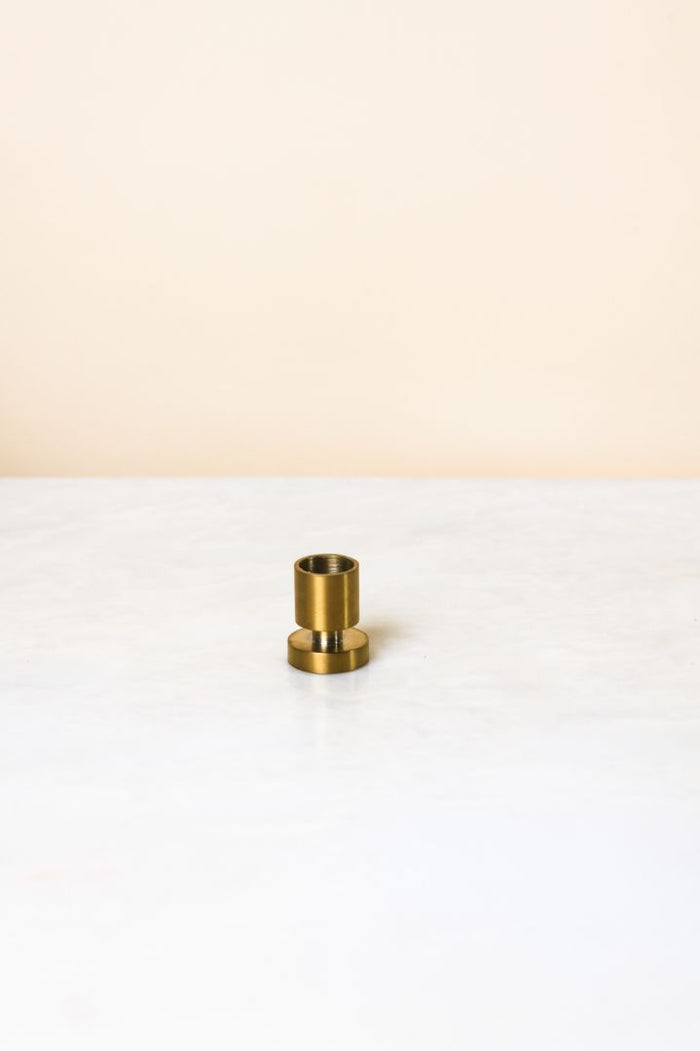 Stela Petite Column Antique Brass Taper Candle Holder