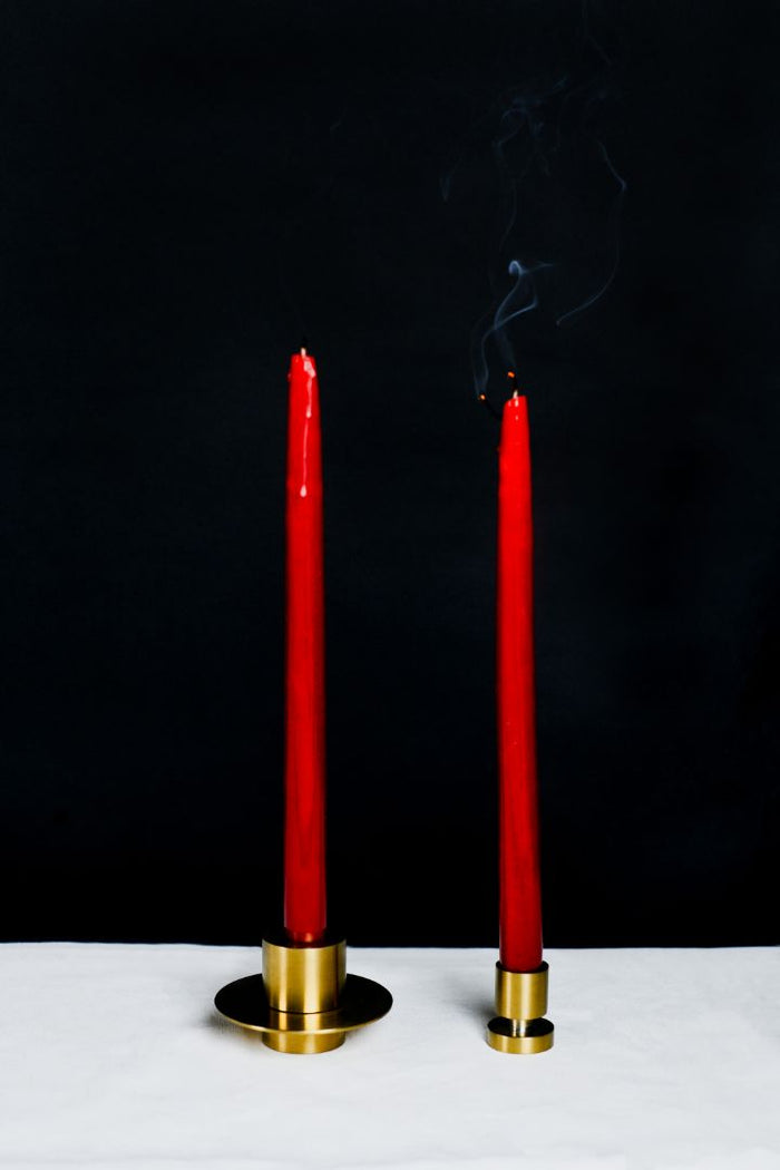 Stela Petite Column Antique Brass Taper Candle Holder