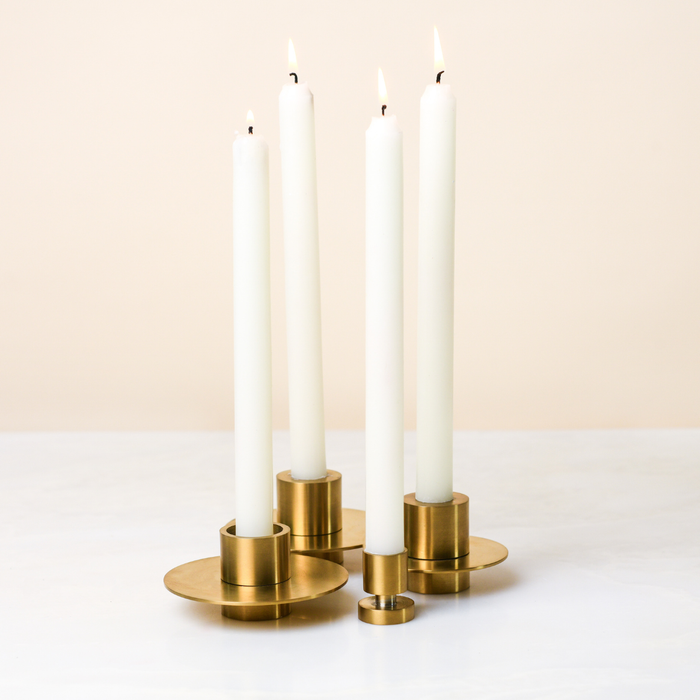 Stela Petite Column Antique Brass Taper Candle Holder