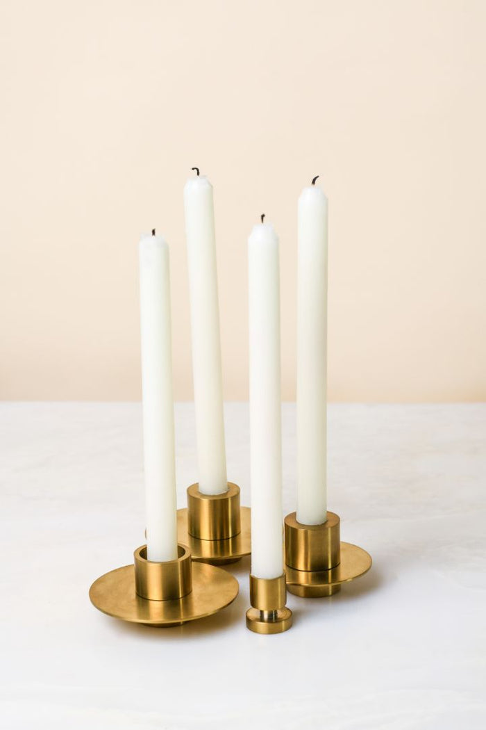 Stela Petite Column Antique Brass Taper Candle Holder