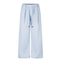 Striped Wide-Leg Pants with Elastic Drawstring Waist and Pleated Detail