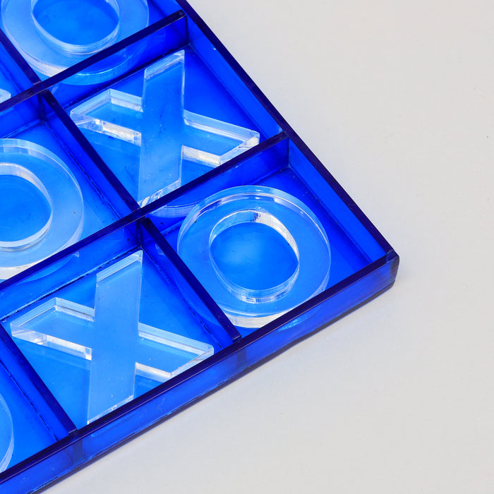 Stylish Blue & Transparent Tic Tac Toe Tabletop Décor