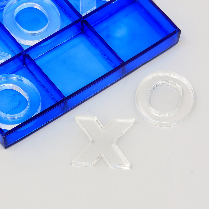 Stylish Blue & Transparent Tic Tac Toe Tabletop Décor