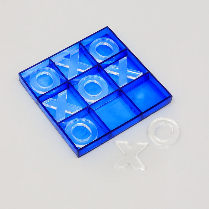 Stylish Blue & Transparent Tic Tac Toe Tabletop Décor