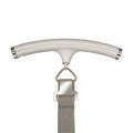 White Taylor luggage scale with curved top and gray woven strap