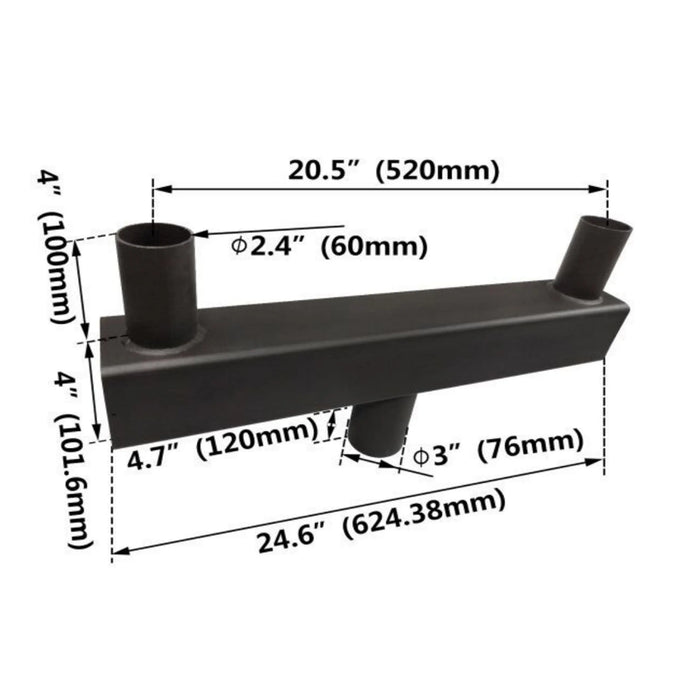 Tenon Adapter, Twin Square Straight Bull Horn for 2 fixtures, LED Street Light, Shoebox Parking Light, Parking Lot Pole Bracket TANLITE