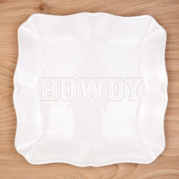 The Royal Standard Howdy Embossed White Square Platter