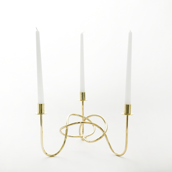 Thread of Togetherness Brass Taper Candle Holder – Set of 3