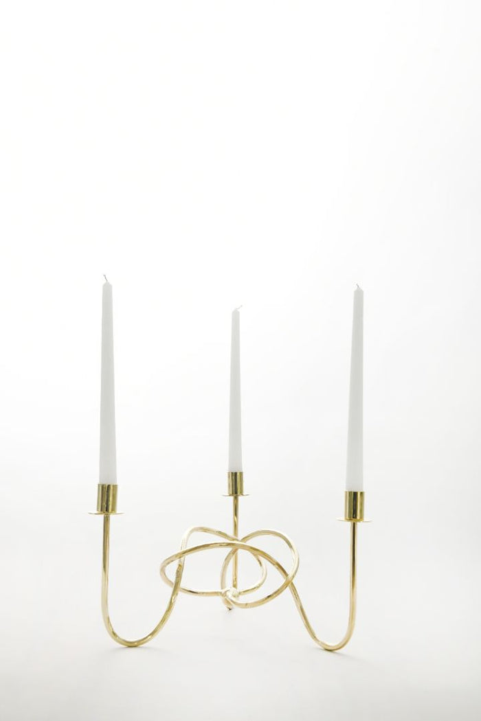Thread of Togetherness Brass Taper Candle Holder – Set of 3