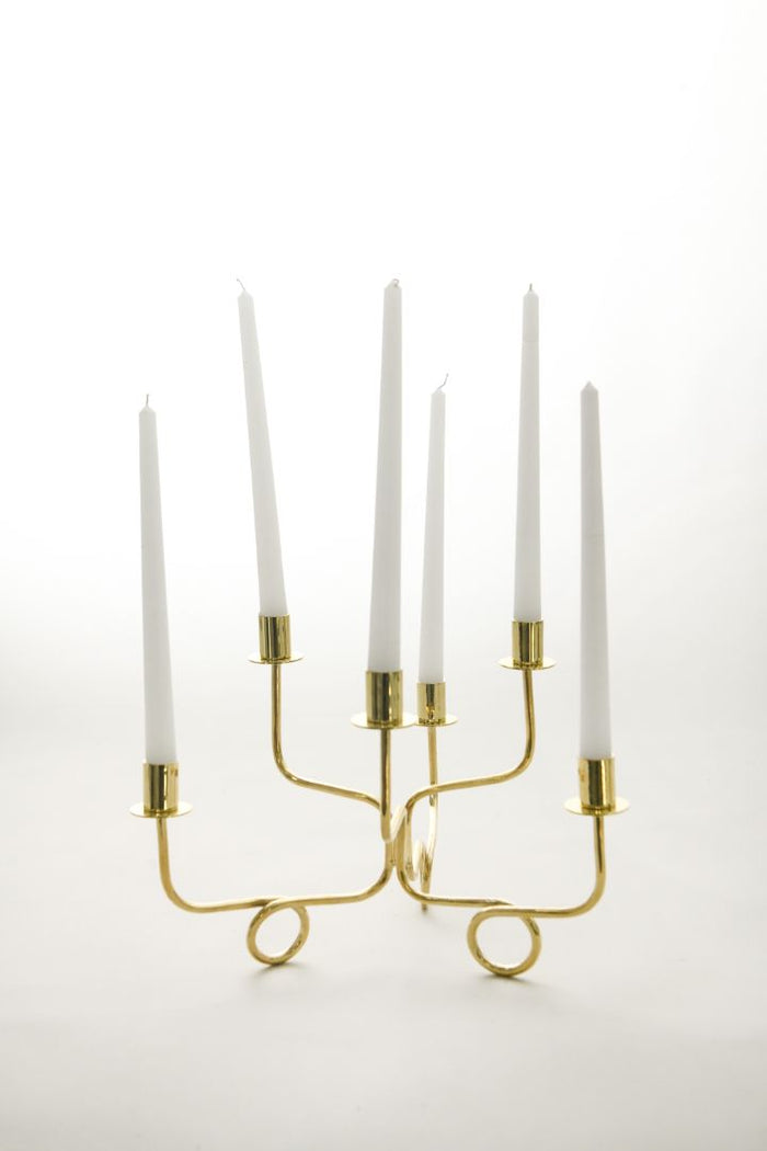 Thread of Togetherness Brass Taper Candle Holder – Set of 6