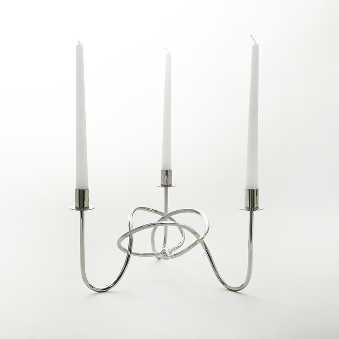 Thread of Togetherness Chrome Taper Candle Holder – Set of 3